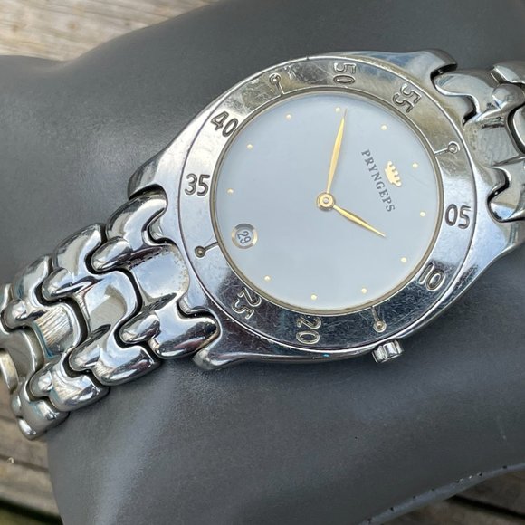 Vintage PRYNGEPS Wristwatch Silver Tone Analog Date Indicator - Picture 15 of 16